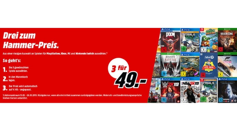 [Angebot] 3 Spiele für 49€ (Playstation 4, Xbox One, Nintendo Switch, 3DS, PC)