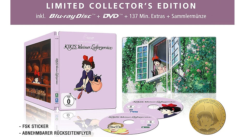 „Kiki’s kleiner Lieferservice“ im Steelbook (Blu-ray + DVD) + Sammlermünze für 16,97€