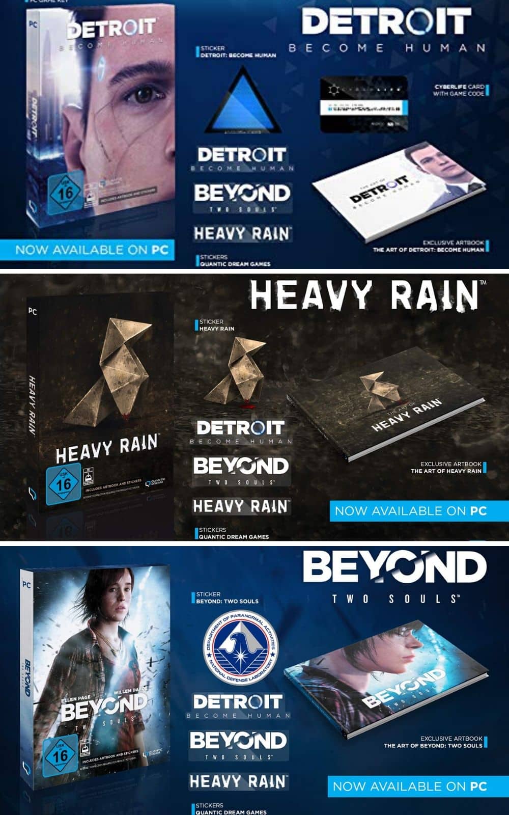 „Beyond Two Souls“, „Heavy Rain“ und „Detroit: Become Human“ ab März für den PC
