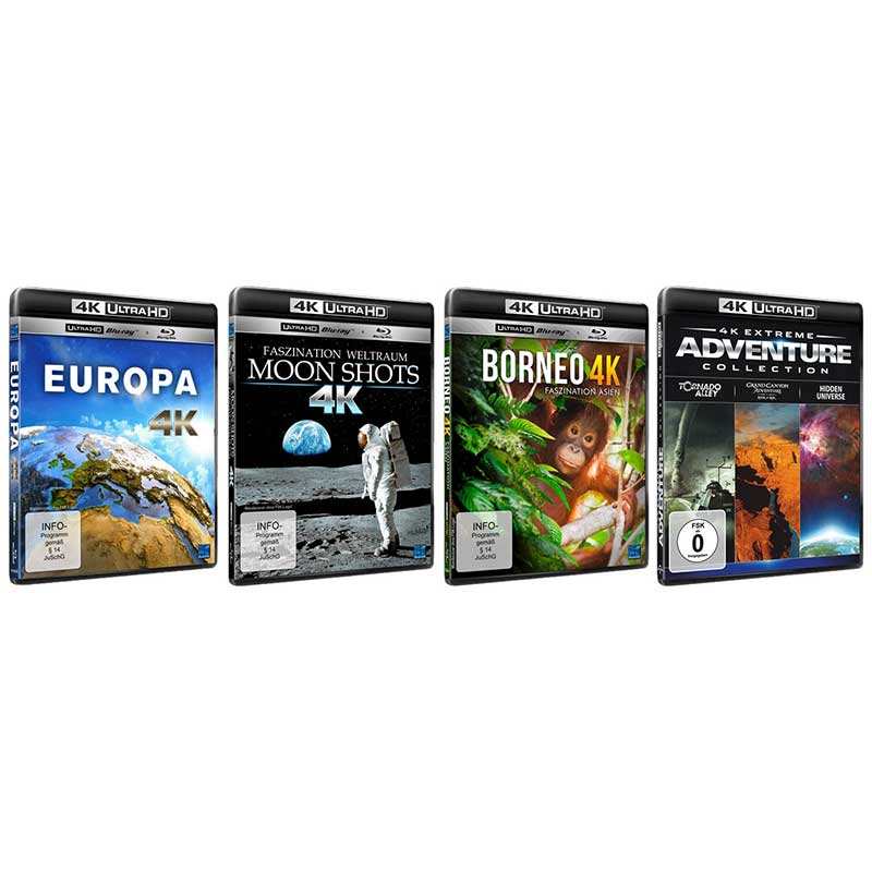 4K-Bundle-bestehend-aus--Extreme-Adventure-Collection---Borneo---Europa---Moon-Shots