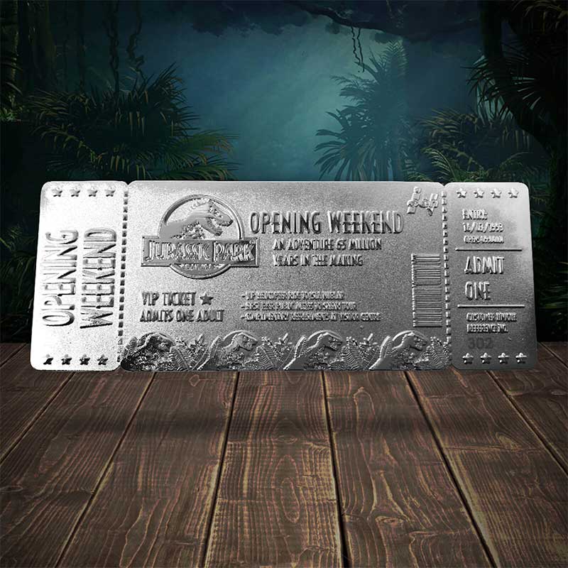 Jurassic-Park-Silver-Plated-Entrance-Ticket-Replica---Limited-Edition