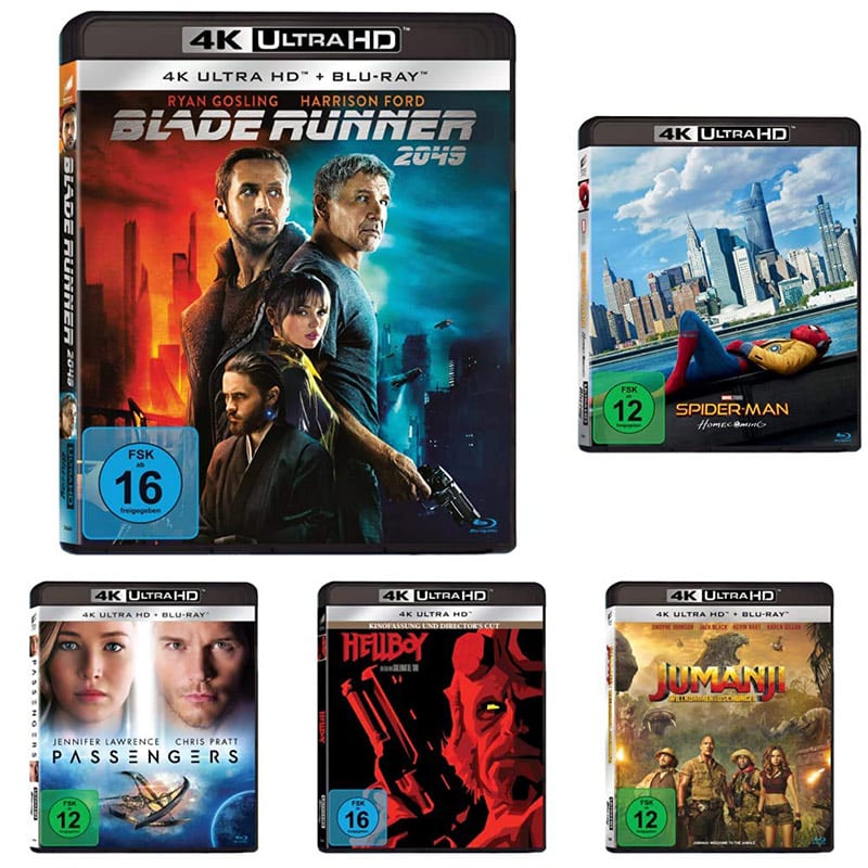 Actionfilme Bundle Mit Blade Runner Spider Man Homecoming Jumanji Willkommen Im Dschungel Hellboy Passengers Auf 4k Uhd Fur 49 97