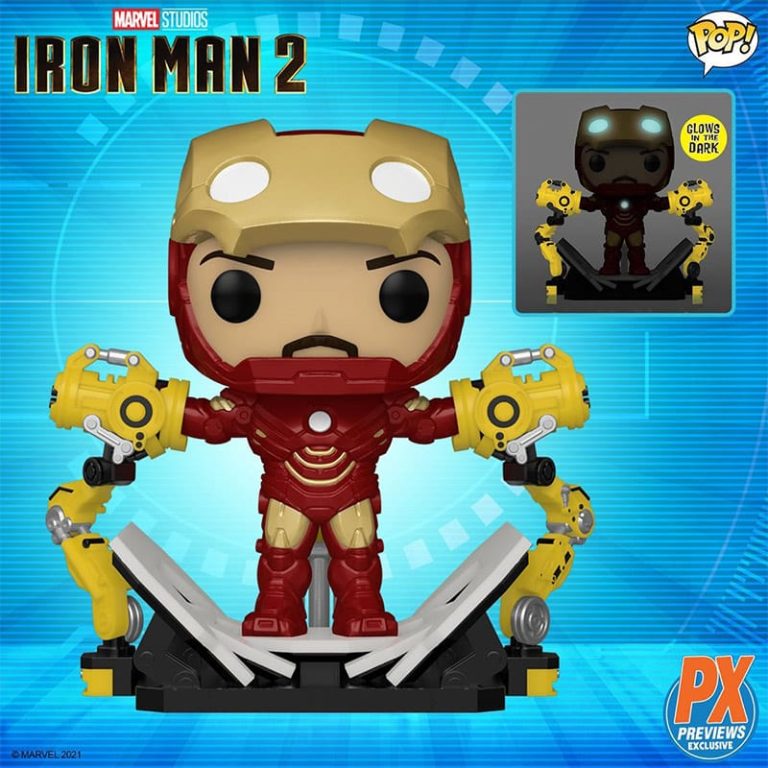 „Iron Man MK IV with Gantry“ 6-Inch Deluxe Funko POP! mit Glow-in-the-Dark Effekt (Previews Exclusive) – Update