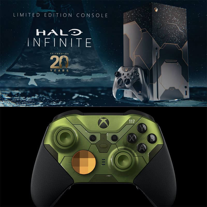 „Xbox Series X Konsole“ in der limitierten Halo Infinite Edition | Xbox Elite Wireless Controller Series 2 in der „Halo Infinite Edition“ – Update3