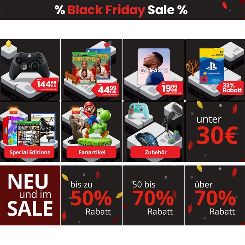 Black Week Deals bei Gamestop – Spiele mit bis zu 70% Rabatt