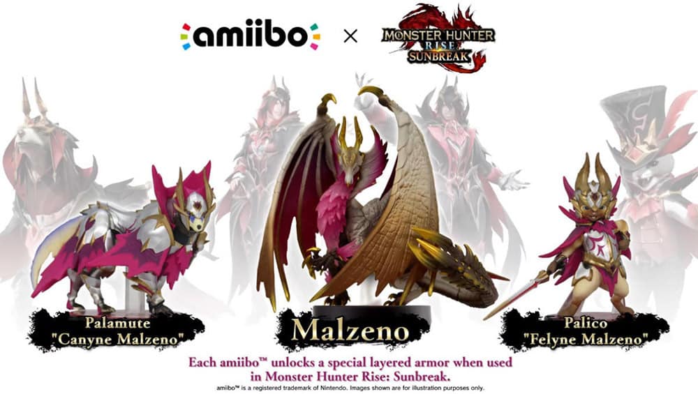 “Monster Hunter Rise: Sunbreak” amiibos Palamute, Malzeno und Palico | ab Juni 2022 – Update2