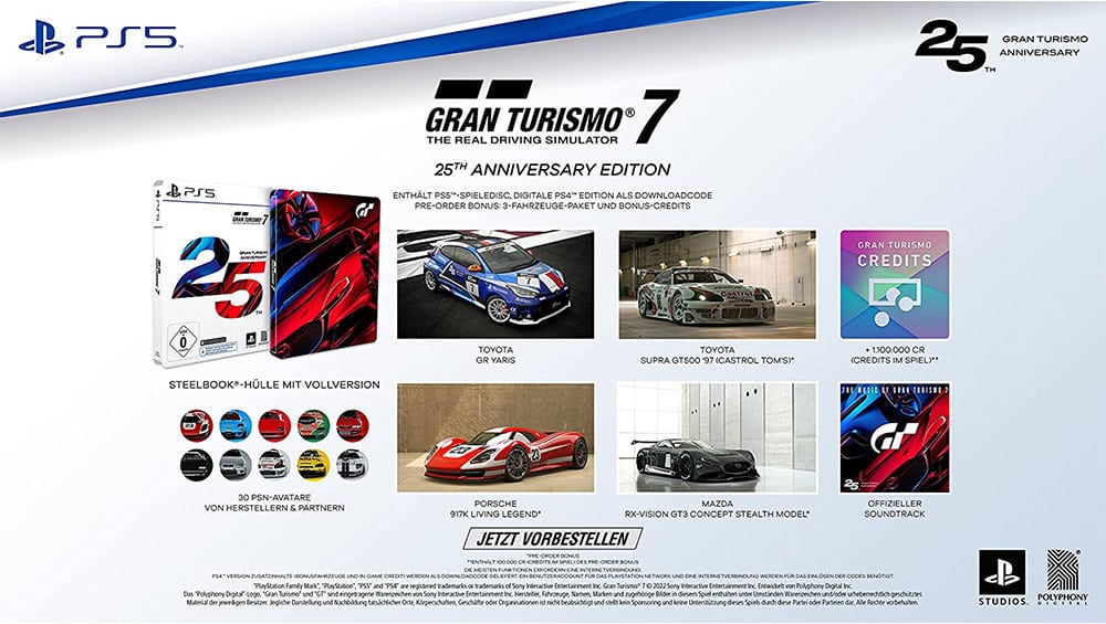 “Gran Turismo 7” ab März 2022 als 25th Anniversary Edition inkl. Steelbook für Playstation 5/4 – Update4
