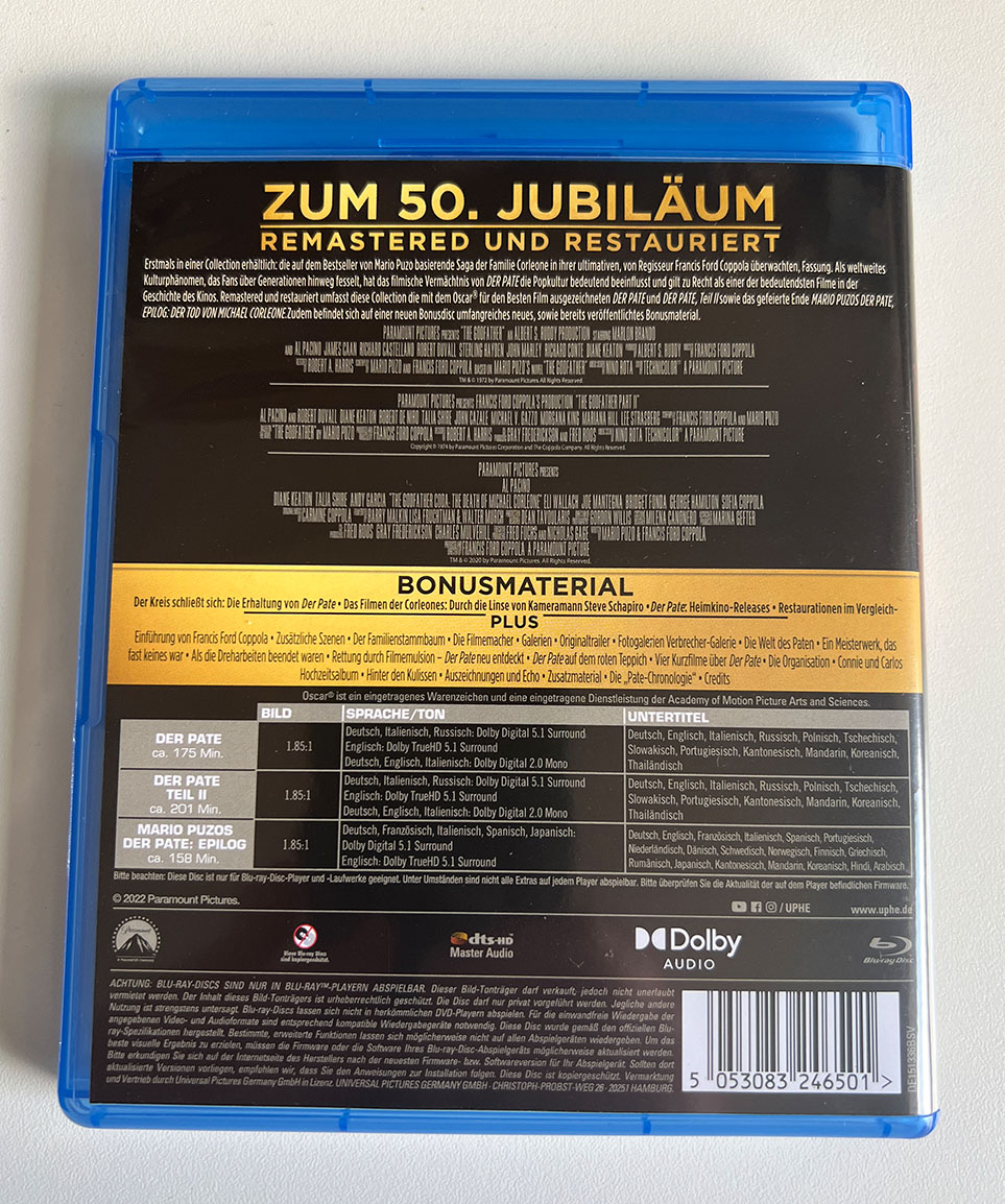 [Review] Der Pate Trilogie (4K Remastered Blu-Ray) | Collectors-Junkies