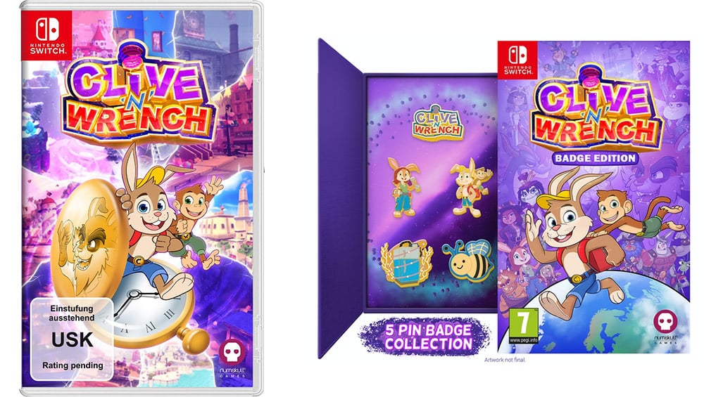 “Clive n Wrench” ab September 2022 als Pin Badge Edition & Standard Variante für die Nintendo Switch