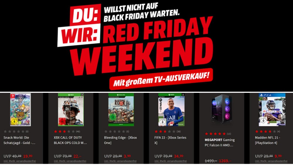MediaMarkt Red Friday Weekend mit Gaming & TV Angeboten