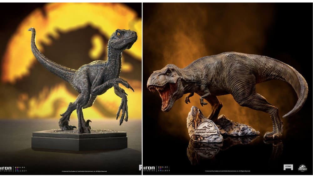 Jurassic World Icons: Velociraptor Blue, T-Rex & Compsognathus ab 3. Quartal 2023 von Iron Studios