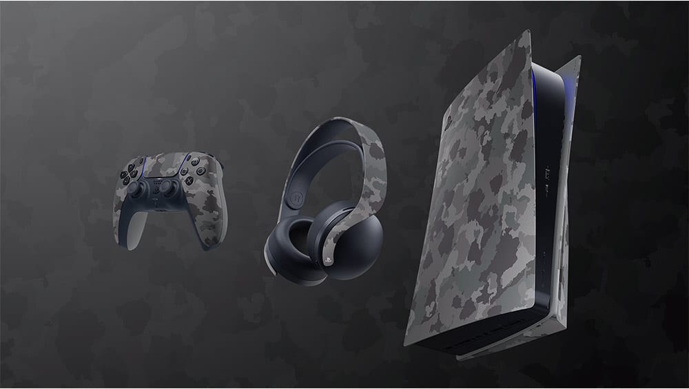 PS5 „Grey Camouflage Collection“ mit DualSense Controller, PULSE 3D-Wireless-Headset & PS5-Konsolen-Cover ab Oktober 2022 – Update