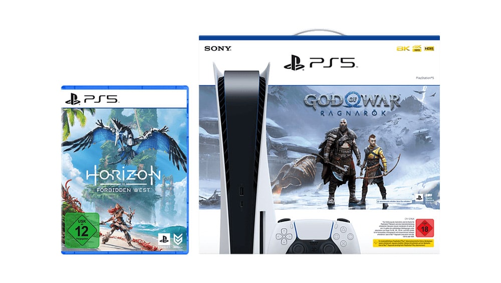 Sony PlayStation 5 Konsole + God of War Ragnarök + Horizon Forbidden West für 694,99€