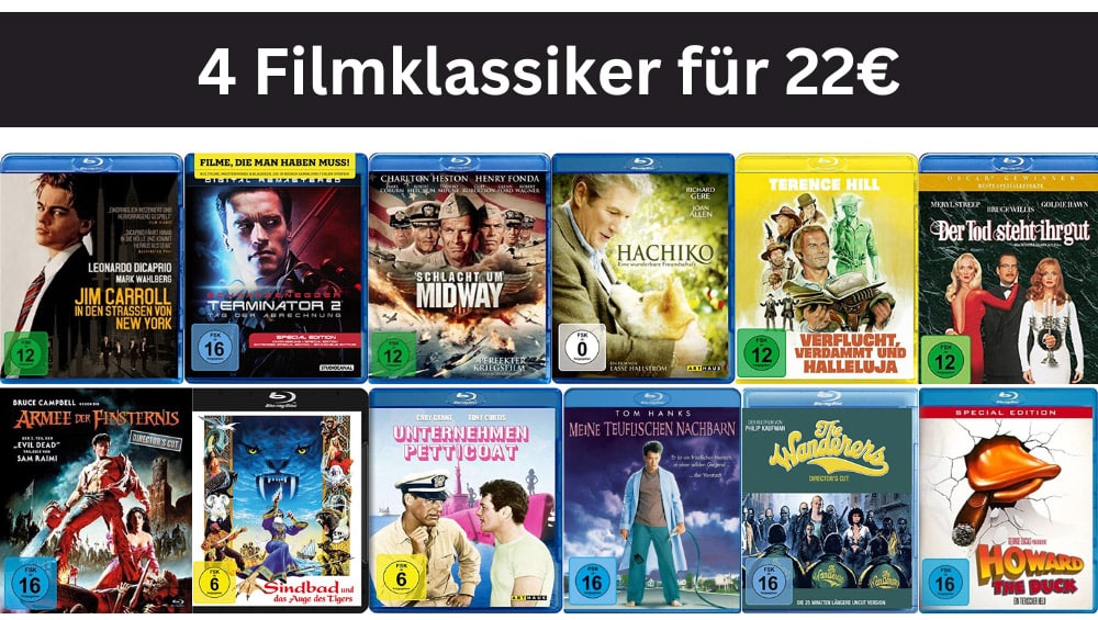 4 Filmklassiker für 22€ – Auswahl aus über 200 Titeln – Aktion endet bald