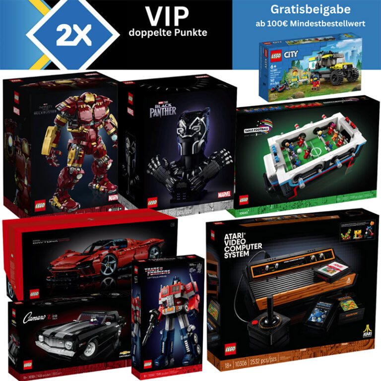 20% Rabatt auf exklusive Sets im LEGO Store, Gratisbeigabe und doppelte VIP Punkte