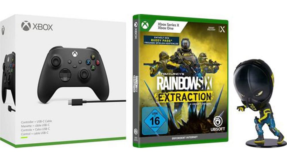 Xbox Controller Schwarz + Rainbow Six Extraction + Vigil Figur Xbox-Controller für 54,99€