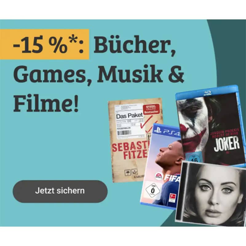 15% Rabatt auf Bücher, Games, Musik & Filme ab 25€ Mindestbestellwert bei Rebuy