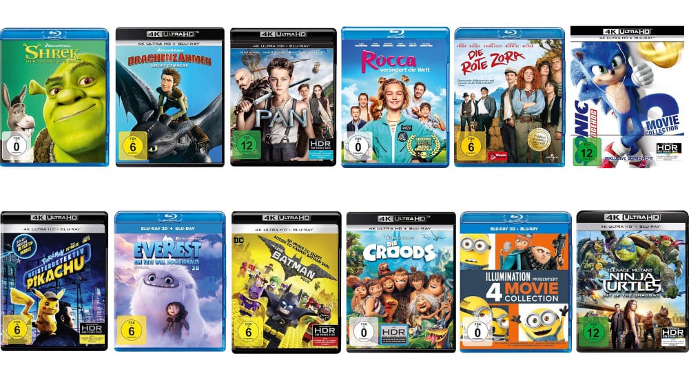 „2 für 1 Aktion“ auf Animations- & Familienfilme bei Amazon mit 4K UHDs, Blu-rays & DVDs