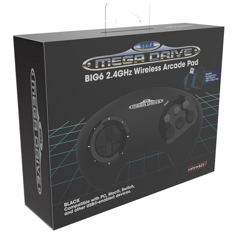 Retro-Bit „SEGA Mega BIG6 2.4 GHz Drive Wireless Arcade Controller“ ab Oktober 2023