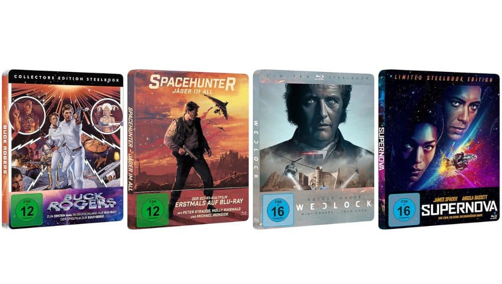 „Buck Rogers“, „Spacehunter „, „Supernova“ & „Wedlock“ jeweils im Blu-ray Steelbook für je 16,87€