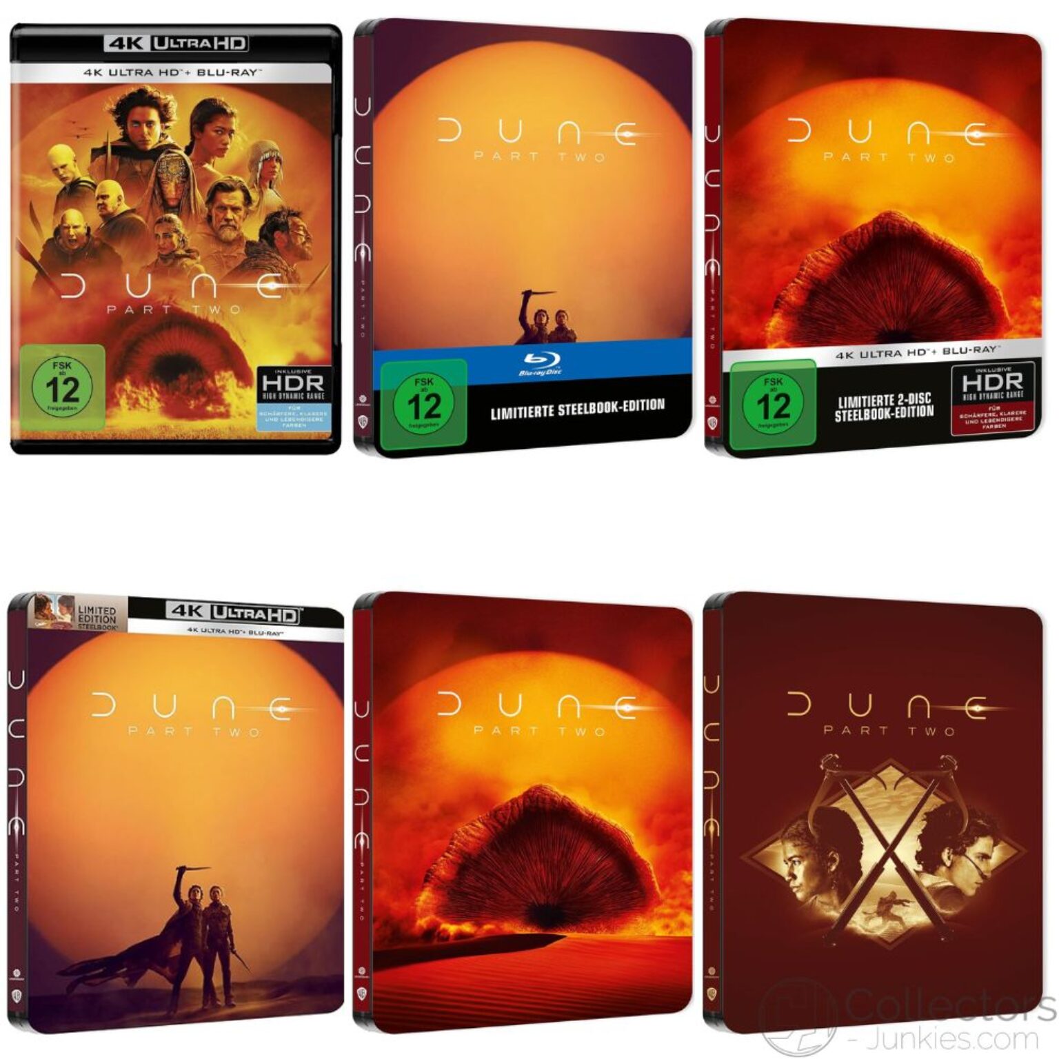 "Dune Part Two" 2 Steelbooks, Standard Varianten auf 4K UHD, Bluray & DVD ab 2. Quartal 2024