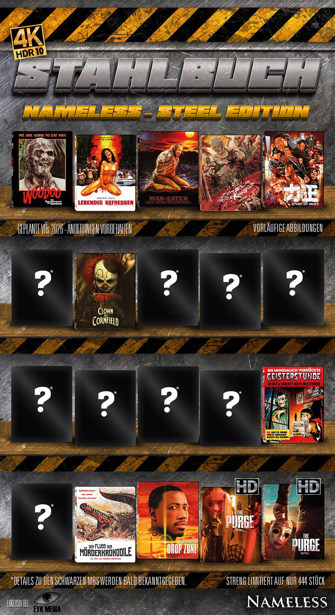 Mehrere Filme in Steel Editionen von Nameless ab 2026