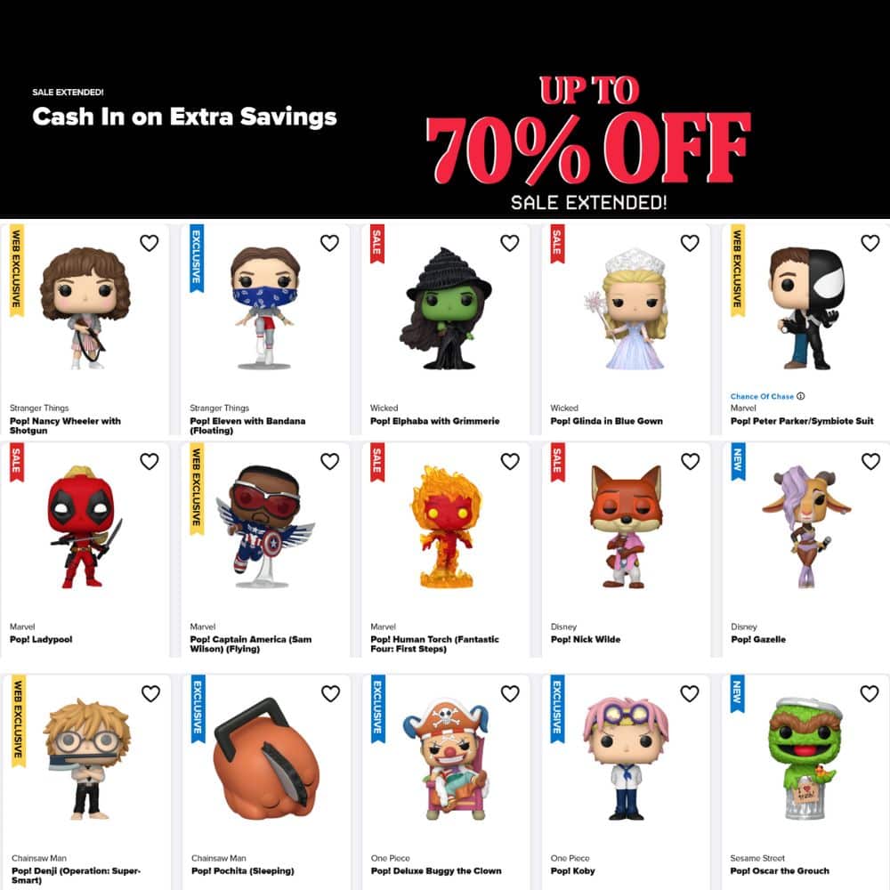 Bis zu 70% Rabatt bei Funko – Update