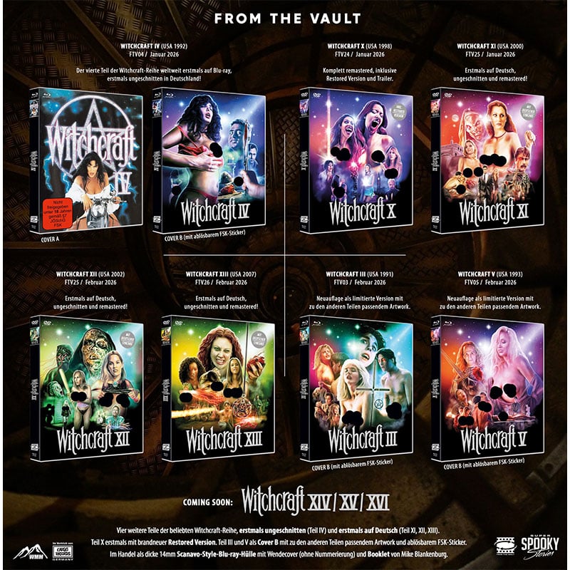 Mehrere Teile der Witchcraft-Reihe ab 1. Quartal 2026 in Blu-ray Scanavo Cases