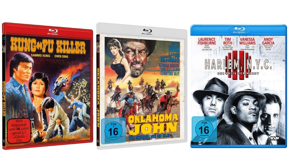 „KUNG FU KILLER“ auf Blu-ray für 8,99€, „OKLAHOMA JOHN“ für 10,36€ & „Harlem, N.Y.C. – Der Preis der Macht“ für 5,99€