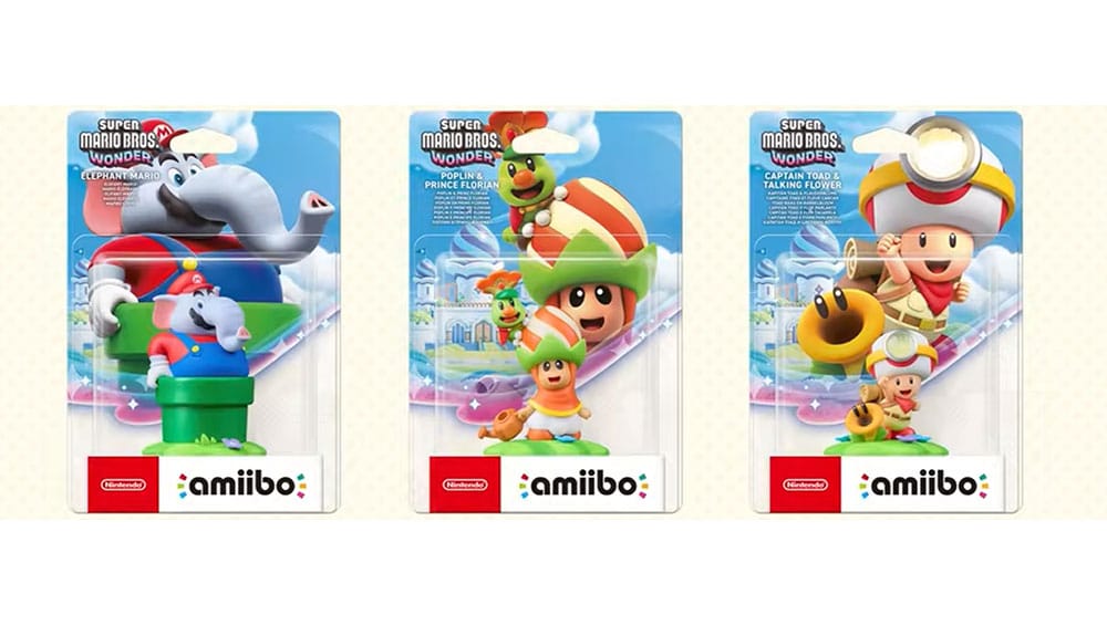 Super Mario Bros. Wonder amiibo Figuren „Elefant Mario“, Poplin & Prinz Florian & „Captain Toad & Plauderblume“ ab März 2026