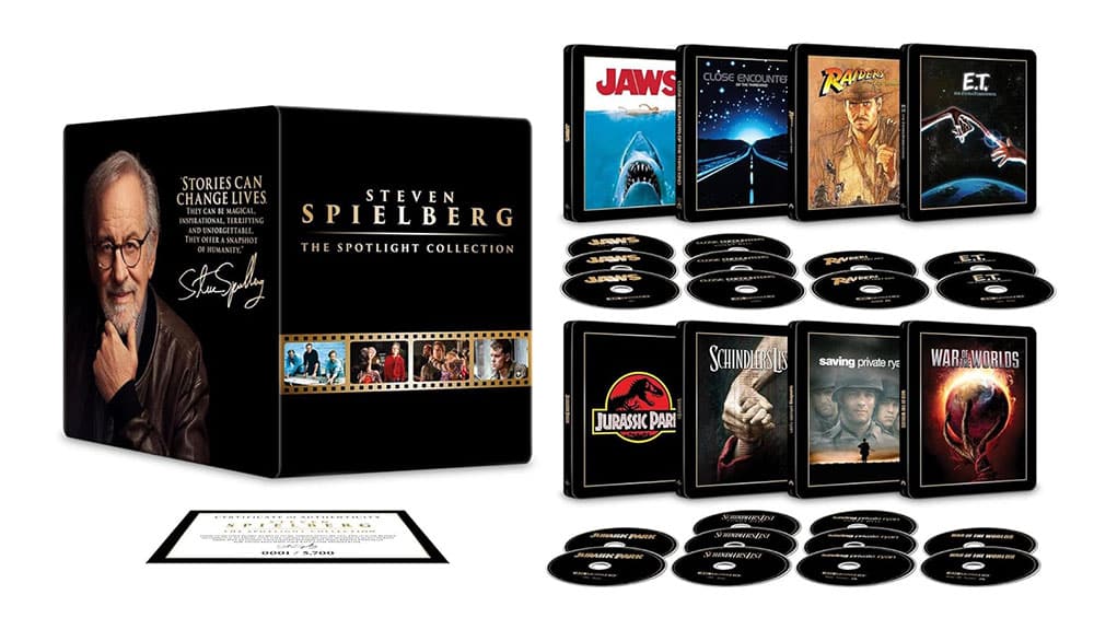 „Steven Spielberg Spotlight Collection“ mit 8 Filmen in Steelbooks im Library Case ab 2. Quartal 2026 (US)