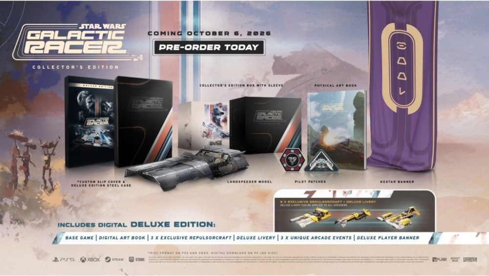 „Star Wars: Galactic Racer“ Collectors Edition, Deluxe Edition inkl. Steel Case für PS5, Xbox & PC ab Oktober 2026 – Update