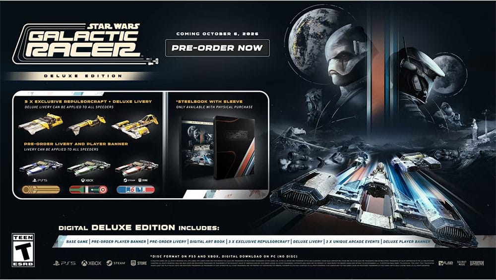 „Star Wars: Galactic Racer“ Deluxe Edition inkl. Steelbook für PS5, Xbox & PC ab 2026