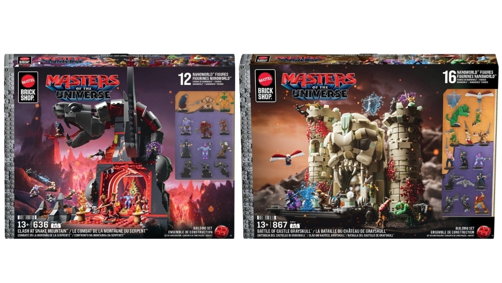 Masters of the Universe „Castle Grayskull“ & „Snake Mountain“ Bausets von Mattel Brick Shop ab Juli 2026