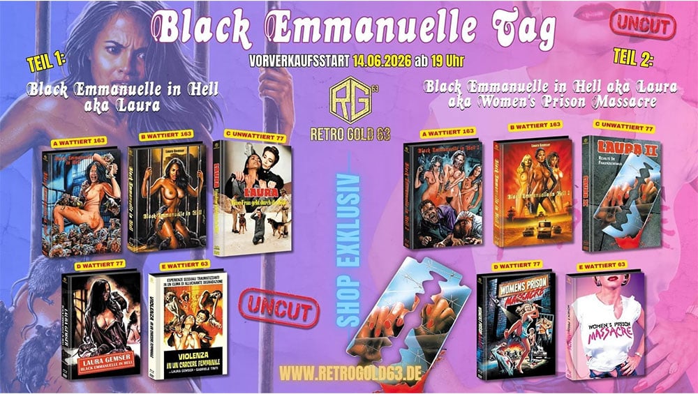 „Black Emanuelle in Hell“ & „Black Emanuelle in Hell 2“ in mehreren Blu-ray Mediabooks ab September 2026 – Update