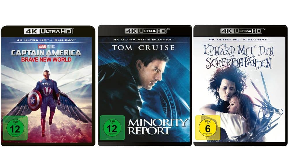 „Minority Report“, „Edward mit den Scherenhänden“ & „Captain America: Brave New World“ in 4K Standard Varianten ab September 2026 – Update