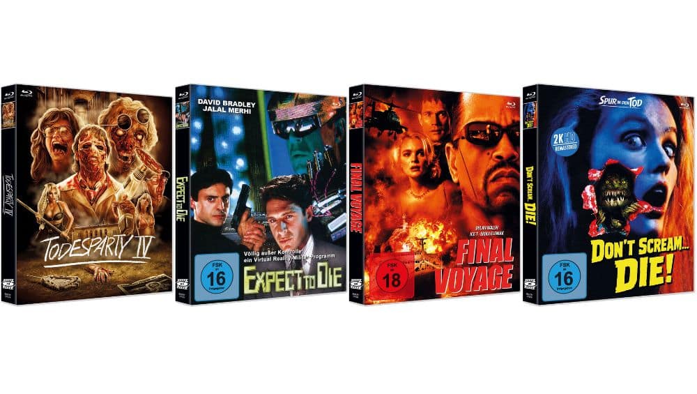 From the Vault: „Todesparty IV“, „Expect to Die“, „Final Voyage“ & „Don’t Scream… Die – Spur in den Tod“ in Blu-ray Scanavo Cases ab 3. Quartal 2026
