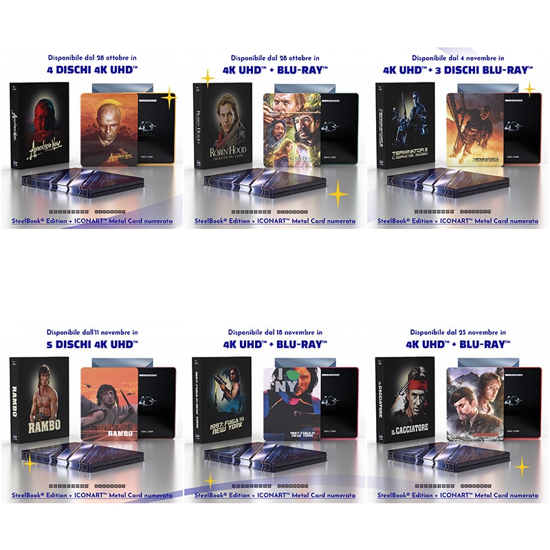 „Terminator 2“, „Rambo 5-Film Collection“ & weitere Titel in Steelbooks (Iconart Metal Card Editionen) ab 2026 (IT)