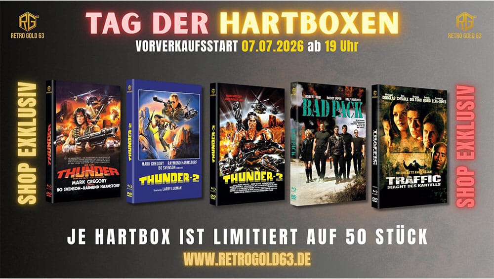 „Thunder 1-3“, „Traffic – Macht des Kartells“ & „“Bad Pack – Sieben dreckige Halunken“ in Blu-ray Hartboxen