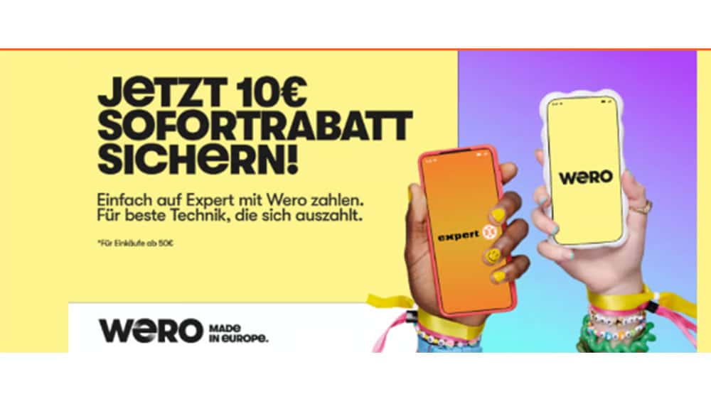 Expert: 10 Euro Sofortrabatt auf Gaming, TV, HiFi und mehr mit Wero