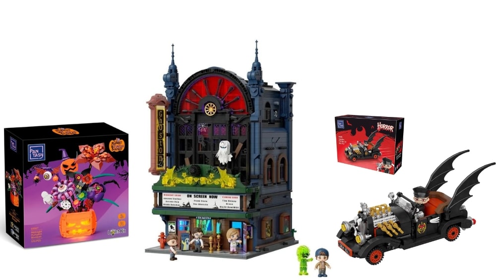 PANTASY bringt drei Halloween-Klemmbausteinsets mit Ghost Cinema, Vampir Hot Rod und beleuchtetem Blumenstrauß