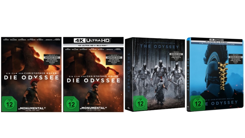 „Die Odyssee“ im 4K Steelbook, Collectors Edition & Standard Varianten ab 4. Quartal 2026 | premium Gift Set im Ausland – Update