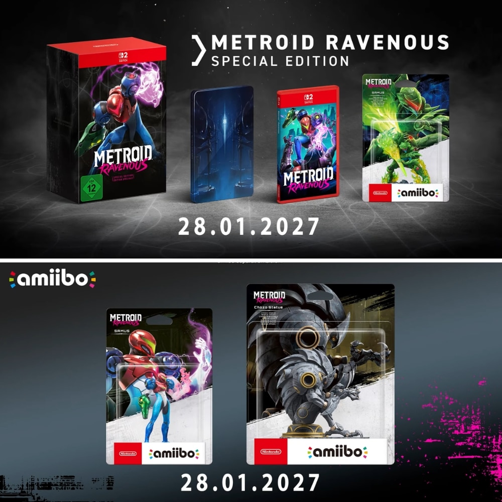 „Metroid Ravenous“ Special Edition mit Steelbook & amiibo Figuren ab Januar 2027 für Nintendo Switch 2