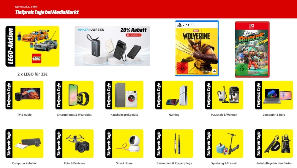 MediaMarkt und Saturn starten Tiefpreis Tage mit Gaming-, LEGO- und Technik-Angeboten