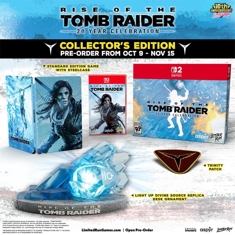 „Rise of the Tomb Raider: 20 Year Celebration“ Collectors Edition & Standard Variante für Nintendo Switch 2