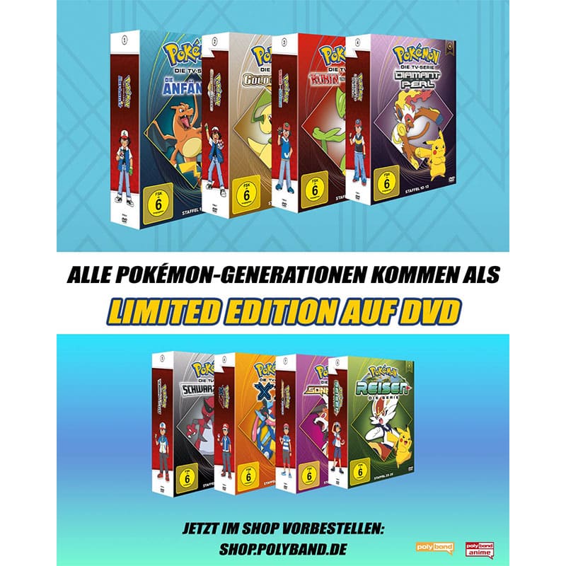 „Pokémon“: Polyband veröffentlicht alle Generationen in limitierten DVD-Box-Sets
