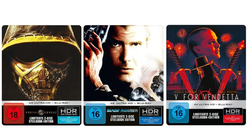 „Blade Runner: The Final Cut“, „Mortal Kombat (2021)“ & „V wie Vendetta“ erneut in 4K Steelbooks